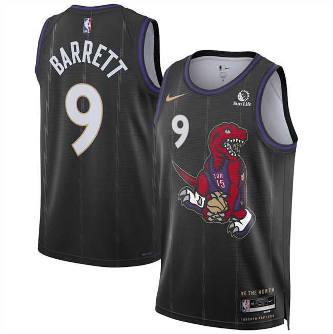 Mens Toronto Raptors #9 RJ Barrett Black 2024-25 City Edition Stitched Jersey Dzhi->->NBA Jersey